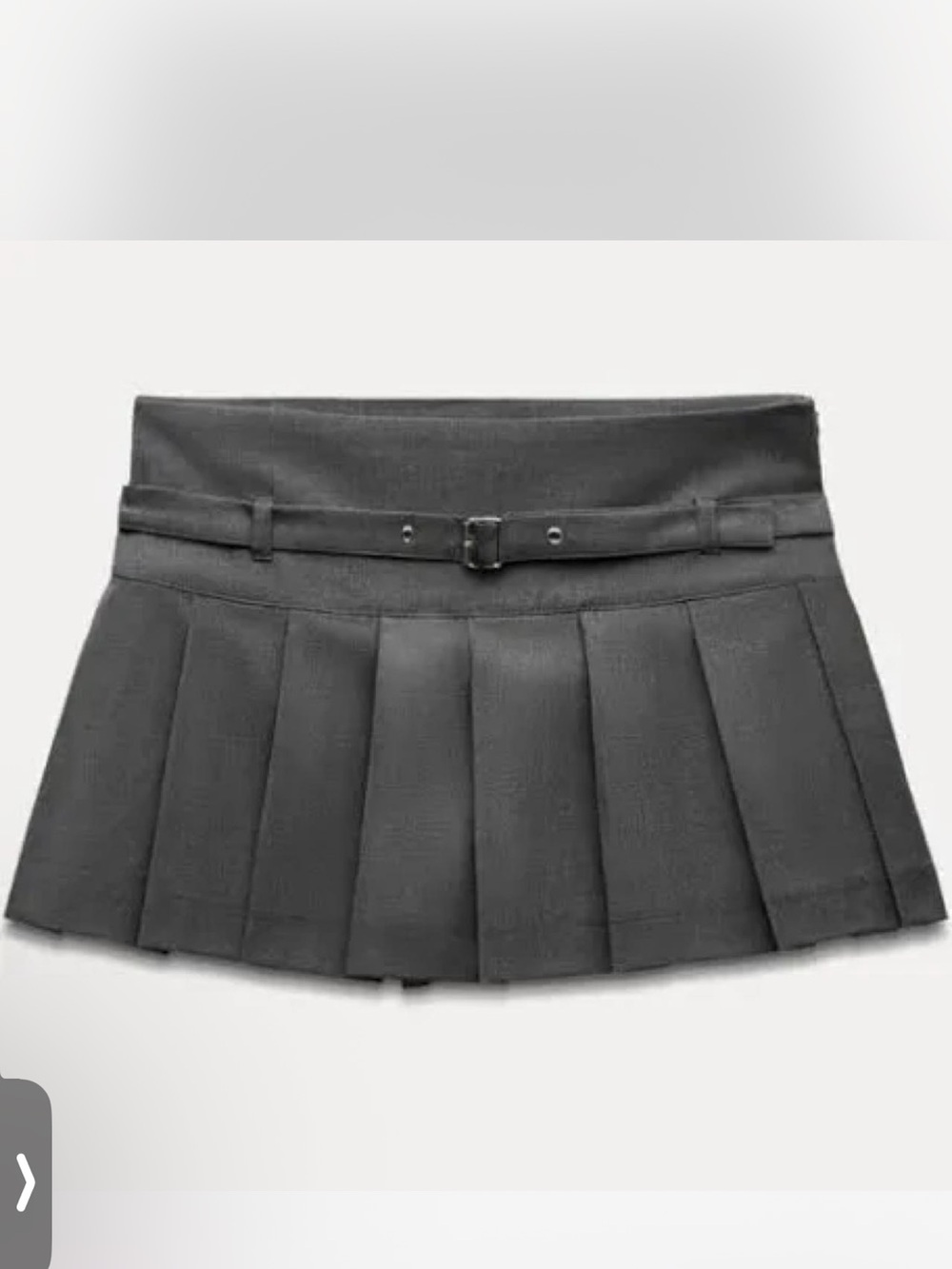 Zara Dark Gray Pleated Mini Skirt with Slim Belt